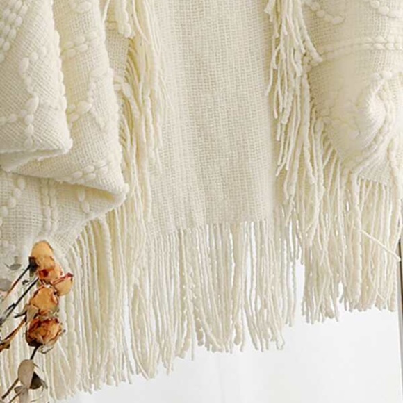 Classic Dusty Pink Vegan Fur Tassel Hem Open Front Cardigan Luxe - Picture 6 of 11